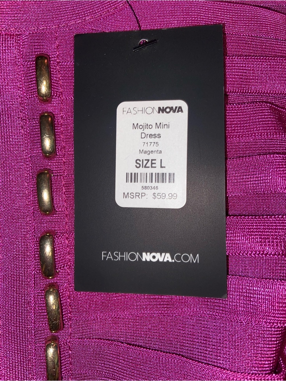 Fashion Nova Magenta Studded Bandage Mini Dress - Picture 2 of 2